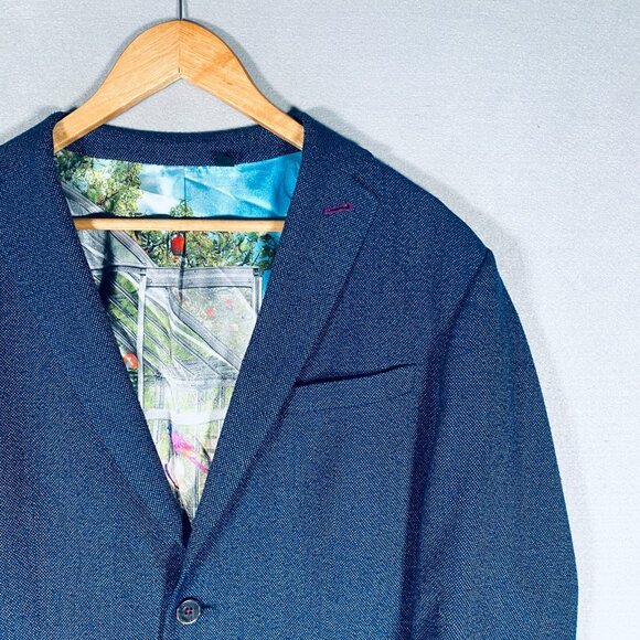 Ted Baker London Blazer Mens 42R Blue Stretch Softshell Sport Coat Jacket - Picture 4 of 15